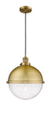 201C-BB-HFS-124-BB 1-Light 12.875" Brushed Brass Pendant - Seedy Hampden Glass - LED Bulb - Dimmensions: 12.875 x 12.875 x 16.375<br>Minimum Height : 19.375<br>Maximum Height : 136.375 - Sloped Ceiling Compatible: Yes