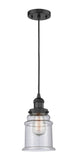 201C-BK-G184 Cord Hung 6" Matte Black Mini Pendant - Seedy Canton Glass - LED Bulb - Dimmensions: 6 x 6 x 10<br>Minimum Height : 14.5<br>Maximum Height : 132.5 - Sloped Ceiling Compatible: Yes