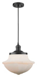 201C-BK-G541 Cord Hung 11.75" Matte Black Mini Pendant - Matte White Cased Large Oxford Glass - LED Bulb - Dimmensions: 11.75 x 11.75 x 11.5<br>Minimum Height : 15.375<br>Maximum Height : 133.375 - Sloped Ceiling Compatible: Yes