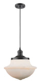 201C-OB-G541 Cord Hung 11.75" Oil Rubbed Bronze Mini Pendant - Matte White Cased Large Oxford Glass - LED Bulb - Dimmensions: 11.75 x 11.75 x 11.5<br>Minimum Height : 15.375<br>Maximum Height : 133.375 - Sloped Ceiling Compatible: Yes