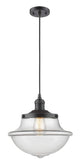 201C-OB-G542 Cord Hung 11.75" Oil Rubbed Bronze Mini Pendant - Clear Large Oxford Glass - LED Bulb - Dimmensions: 11.75 x 11.75 x 11.5<br>Minimum Height : 15.375<br>Maximum Height : 133.375 - Sloped Ceiling Compatible: Yes