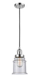 201C-PC-G184 Cord Hung 6" Polished Chrome Mini Pendant - Seedy Canton Glass - LED Bulb - Dimmensions: 6 x 6 x 10<br>Minimum Height : 14.5<br>Maximum Height : 132.5 - Sloped Ceiling Compatible: Yes