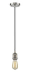 201C-SN Cord Hung 2" Brushed Satin Nickel Mini Pendant - Bare Bulb - LED Bulb - Dimmensions: 2 x 2 x 3.5<br>Minimum Height : 6<br>Maximum Height : 125 - Sloped Ceiling Compatible: Yes
