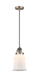 Cord Hung 6" Canton Mini Pendant With Switch - Bell-Urn Matte White Glass - Choice of Finish And Incandesent Or LED Bulbs