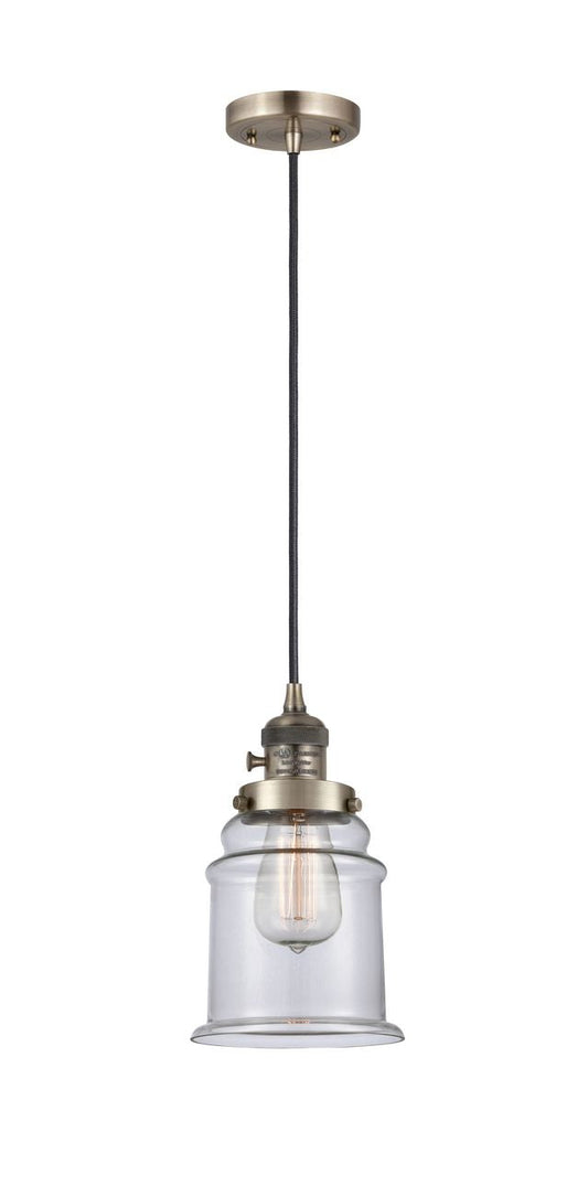 Cord Hung 6" Canton Mini Pendant With Switch - Bell-Urn Clear Glass - Choice of Finish And Incandesent Or LED Bulbs