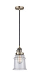 Cord Hung 6" Canton Mini Pendant With Switch - Bell-Urn Seedy Glass - Choice of Finish And Incandesent Or LED Bulbs