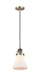Cord Hung 6.25" Black Antique Brass Mini Pendant - Matte White Bellmont Glass LED - w/Switch