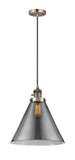Cord Hung 12" Oil Rubbed Bronze Mini Pendant - Plated Smoke Cone 12" Glass LED - w/Switch