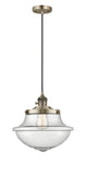 Cord Hung 11.75" Brushed Satin Nickel Mini Pendant - Seedy Large Oxford Glass LED - w/Switch
