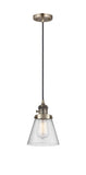Cord Hung 6" Polished Nickel Mini Pendant - Seedy Small Cone Glass LED - w/Switch