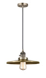 201CSW-AB-MFR-AB-12 Cord Hung 12" Antique Brass Mini Pendant - Antique Brass Appalachian Shade - LED Bulb - Dimmensions: 12 x 12 x 5.875<br>Minimum Height : 8.875<br>Maximum Height : 125.875 - Sloped Ceiling Compatible: Yes