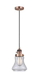 Cord Hung 6.25" Brushed Satin Nickel Mini Pendant - Seedy Bellmont Glass LED - w/Switch