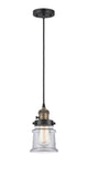 201CSW-BAB-G182S Cord Hung 6" Black Antique Brass Mini Pendant - Clear Small Canton Glass - LED Bulb - Dimmensions: 6 x 6 x 10<br>Minimum Height : 12.75<br>Maximum Height : 130.75 - Sloped Ceiling Compatible: Yes