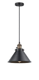 201CSW-BAB-M10-BK Cord Hung 10" Black Antique Brass Mini Pendant - Matte Black Briarcliff Shade - LED Bulb - Dimmensions: 10 x 10 x 8<br>Minimum Height : 12.75<br>Maximum Height : 130.75 - Sloped Ceiling Compatible: Yes