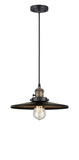 201CSW-BAB-MFR-BK-12 Cord Hung 12" Black Antique Brass Mini Pendant - Matte Black Appalachian Shade - LED Bulb - Dimmensions: 12 x 12 x 5.875<br>Minimum Height : 8.875<br>Maximum Height : 125.875 - Sloped Ceiling Compatible: Yes