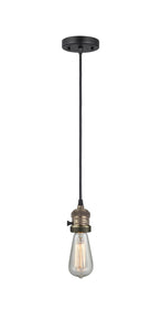 201CSW-BAB Cord Hung 2" Black Antique Brass Mini Pendant - Bare Bulb - LED Bulb - Dimmensions: 2 x 2 x 3.5<br>Minimum Height : 6<br>Maximum Height : 125 - Sloped Ceiling Compatible: Yes