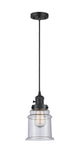 201CSW-BK-G184 Cord Hung 6" Matte Black Mini Pendant - Seedy Canton Glass - LED Bulb - Dimmensions: 6 x 6 x 10<br>Minimum Height : 14.5<br>Maximum Height : 132.5 - Sloped Ceiling Compatible: Yes