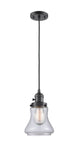 201CSW-OB-G192 Cord Hung 6.25" Oil Rubbed Bronze Mini Pendant - Clear Bellmont Glass - LED Bulb - Dimmensions: 6.25 x 6.25 x 10<br>Minimum Height : 13.5<br>Maximum Height : 131.5 - Sloped Ceiling Compatible: Yes