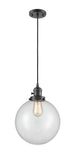 201CSW-OB-G202-10 Cord Hung 10" Oil Rubbed Bronze Mini Pendant - Clear Beacon Glass - LED Bulb - Dimmensions: 10 x 10 x 13<br>Minimum Height : 17<br>Maximum Height : 135 - Sloped Ceiling Compatible: Yes