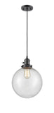 201CSW-OB-G204-10 Cord Hung 10" Oil Rubbed Bronze Mini Pendant - Seedy Beacon Glass - LED Bulb - Dimmensions: 10 x 10 x 13<br>Minimum Height : 17<br>Maximum Height : 135 - Sloped Ceiling Compatible: Yes