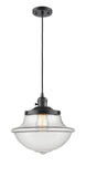 201CSW-OB-G542 Cord Hung 11.75" Oil Rubbed Bronze Mini Pendant - Clear Large Oxford Glass - LED Bulb - Dimmensions: 11.75 x 11.75 x 11.5<br>Minimum Height : 15.375<br>Maximum Height : 133.375 - Sloped Ceiling Compatible: Yes