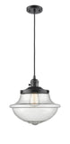 201CSW-OB-G544 Cord Hung 11.75" Oil Rubbed Bronze Mini Pendant - Seedy Large Oxford Glass - LED Bulb - Dimmensions: 11.75 x 11.75 x 11.5<br>Minimum Height : 15.375<br>Maximum Height : 133.375 - Sloped Ceiling Compatible: Yes