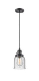 201CSW-OB-G54 Cord Hung 5" Oil Rubbed Bronze Mini Pendant - Seedy Small Bell Glass - LED Bulb - Dimmensions: 5 x 5 x 10<br>Minimum Height : 13<br>Maximum Height : 131 - Sloped Ceiling Compatible: Yes