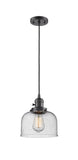 201CSW-OB-G74 Cord Hung 8" Oil Rubbed Bronze Mini Pendant - Seedy Large Bell Glass - LED Bulb - Dimmensions: 8 x 8 x 10<br>Minimum Height : 13<br>Maximum Height : 131 - Sloped Ceiling Compatible: Yes