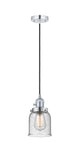 201CSW-PC-G54 Cord Hung 5" Polished Chrome Mini Pendant - Seedy Small Bell Glass - LED Bulb - Dimmensions: 5 x 5 x 10<br>Minimum Height : 13<br>Maximum Height : 131 - Sloped Ceiling Compatible: Yes