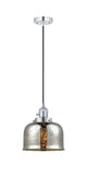 201CSW-PC-G78 Cord Hung 8" Polished Chrome Mini Pendant - Silver Plated Mercury Large Bell Glass - LED Bulb - Dimmensions: 8 x 8 x 10<br>Minimum Height : 13<br>Maximum Height : 131 - Sloped Ceiling Compatible: Yes