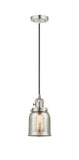 201CSW-PN-G58 Cord Hung 5" Polished Nickel Mini Pendant - Silver Plated Mercury Small Bell Glass - LED Bulb - Dimmensions: 5 x 5 x 10<br>Minimum Height : 13<br>Maximum Height : 131 - Sloped Ceiling Compatible: Yes