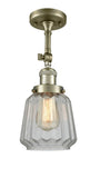 1-Light 7" Brushed Brass Semi-Flush Mount - Clear Chatham Glass LED
