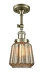 201F-AB-G146 1-Light 7" Antique Brass Semi-Flush Mount - Mercury Plated Chatham Glass - LED Bulb - Dimmensions: 7 x 7 x 15.5 - Sloped Ceiling Compatible: Yes