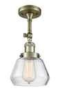 1-Light 7" Brushed Brass Semi-Flush Mount - Clear Fulton Glass LED