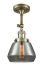 1-Light 7" Matte Black Semi-Flush Mount - Plated Smoke Fulton Glass LED