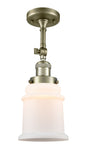 1-Light 6" Canton Semi-Flush Mount - Bell-Urn Matte White Glass - Choice of Finish And Incandesent Or LED Bulbs