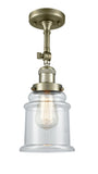 1-Light 6" Polished Nickel Semi-Flush Mount - Clear Canton Glass LED