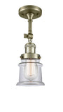 1-Light 6" Small Canton Semi-Flush Mount - Bell-Urn Clear Glass - Choice of Finish And Incandesent Or LED Bulbs