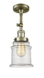 1-Light 6" Antique Copper Semi-Flush Mount - Seedy Canton Glass LED