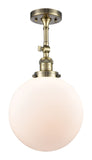 1-Light 10" Beacon Semi-Flush Mount - Globe-Orb Matte White Glass - Choice of Finish And Incandesent Or LED Bulbs