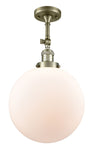 1-Light 12" Beacon Semi-Flush Mount - Globe-Orb Matte White Glass - Choice of Finish And Incandesent Or LED Bulbs