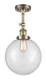 1-Light 10" Beacon Semi-Flush Mount - Globe-Orb Clear Glass - Choice of Finish And Incandesent Or LED Bulbs