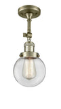 1-Light 6" Beacon Semi-Flush Mount - Globe-Orb Clear Glass - Choice of Finish And Incandesent Or LED Bulbs