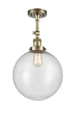 1-Light 12" Beacon Semi-Flush Mount - Globe-Orb Seedy Glass - Choice of Finish And Incandesent Or LED Bulbs
