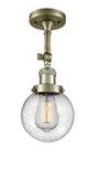 1-Light 6" Antique Copper Semi-Flush Mount - Seedy Beacon Glass LED