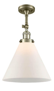 1-Light 12" Antique Brass Semi-Flush Mount - Matte White Cased Cone 12" Glass - Choice of Finish And Incandesent Or LED Bulbs