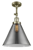 1-Light 12" Antique Brass Semi-Flush Mount - Plated Smoke Cone 12" Glass - Choice of Finish And Incandesent Or LED Bulbs
