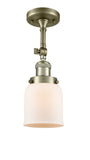 1-Light 5" Polished Nickel Semi-Flush Mount - Matte White Cased Small Bell Glass LED