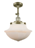 201F-AB-G541 1-Light 11.75" Antique Brass Semi-Flush Mount - Matte White Cased Large Oxford Glass - LED Bulb - Dimmensions: 11.75 x 11.75 x 15.5 - Sloped Ceiling Compatible: Yes