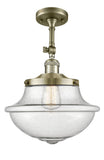 201F-AB-G544 1-Light 11.75" Antique Brass Semi-Flush Mount - Seedy Large Oxford Glass - LED Bulb - Dimmensions: 11.75 x 11.75 x 15.5 - Sloped Ceiling Compatible: Yes